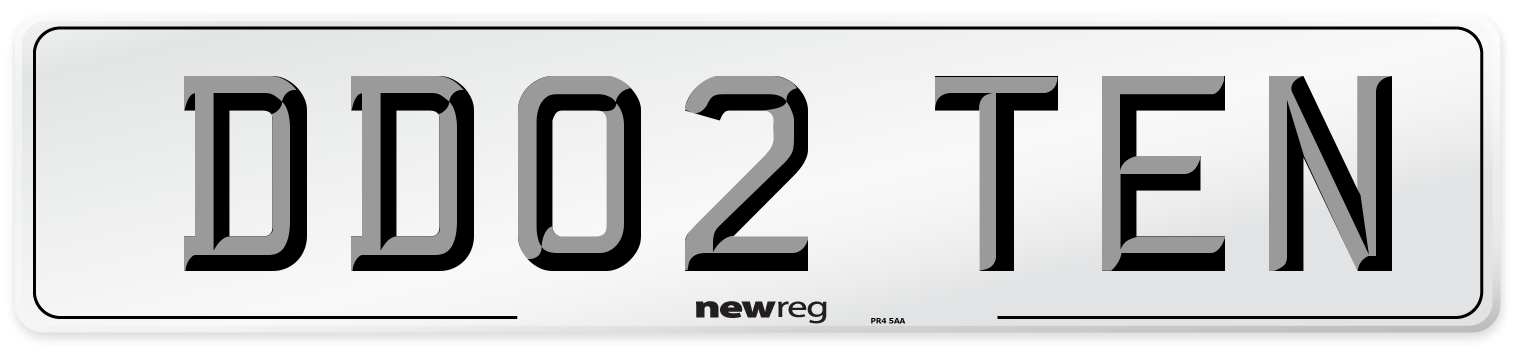 DD02 TEN Number Plate from New Reg